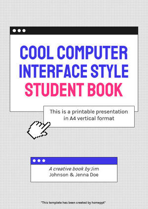 Libro de estudiante de estilo de interfaz de computadora genial