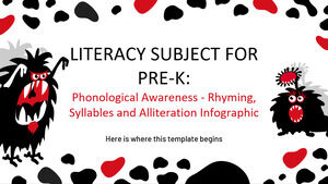 Materia de alfabetización para Pre-K: Conciencia fonológica - infografías de rimas, sílabas y aliteraciones
