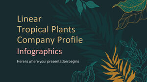 Infográficos de perfil de empresa de plantas tropicais lineares