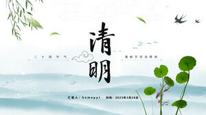 Простой шаблон PPT для планирования деятельности фестиваля Fresh Wind Qingming