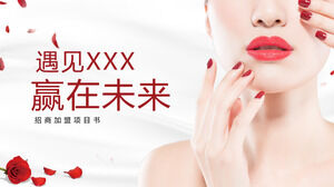 Red Beauty Nail Enhancement Investment Invitation and Joining Project PPT Template