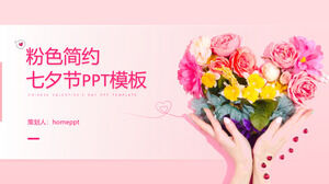 Pink simple Qixi Valentine's Day ppt template