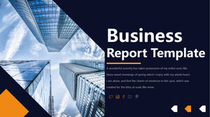 Unduh template PPT untuk laporan bisnis Eropa dan Amerika di latar belakang gedung perkantoran