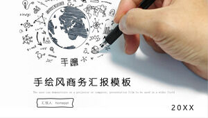 Unduh template PPT untuk laporan bisnis gaya lukisan tangan kreatif