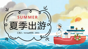 Cartoon Ocean Wind Summer Tour PPT-Vorlage kostenloser Download
