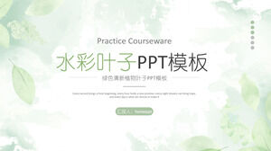 Download gratuito di modelli PPT di sfondo di foglie di piante verdi eleganti