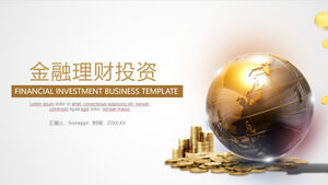 Altın dünya ve parasal arka plana sahip finansal yönetim ve yatırım teması için PPT şablonu