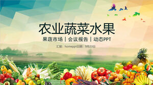 Download del modello PPT di temi agricoli sullo sfondo di verdure, meloni e frutta di terreni agricoli