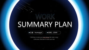 Download PPT template for work summary of technology companies with starry aura background