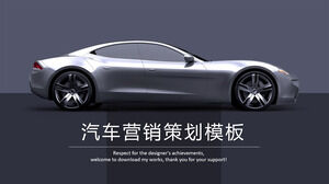 Modello PPT di pianificazione delle vendite di auto con sfondo grigio argento per auto sportive