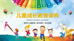 Faça o download do modelo PPT para educação de crescimento infantil com fundo de crianças de desenho animado