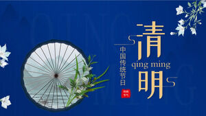 Niebieski Elegancki motyw festiwalu Qingming Szablon PPT