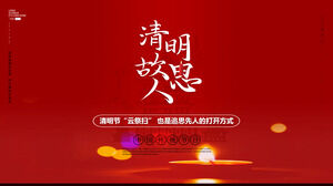 Descărcare șablon PPT de notificare de măturare a festivalului Qingming simplificat roșu