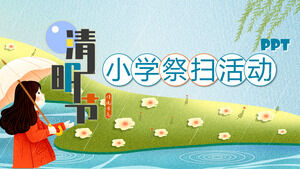 Unduh Templat PPT Perencanaan Kegiatan Penyapuan Sekolah Dasar Festival Qingming Kartun