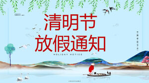 Laden Sie die PPT-Vorlage für die Feiertagsbenachrichtigung zum Qingming-Fest herunter
