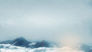 สี่ภาพพื้นหลัง PPT ทะเลเมฆภูเขาสีฟ้า