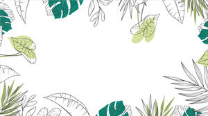 3 つの緑の手描きの葉の PPT 背景画像