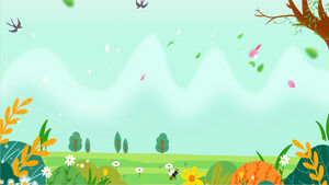 Three fresh illustration style spring themed PPT background images