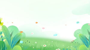 Enam gambar latar belakang PPT cat air hijau dan segar dari tanaman musim semi