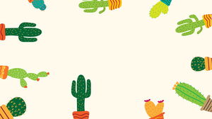Quattro immagini di sfondo PPT di cactus dei cartoni animati per il download gratuito