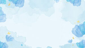 Quattro immagini di sfondo PPT floreali ad acquerello blu