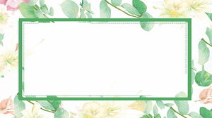 Three green and fresh watercolor plant leaves and flowers PPT background images