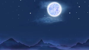 Four blue night sky and moon PPT background images
