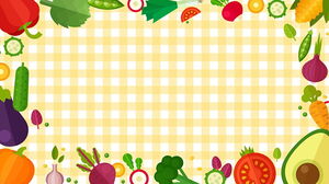 Eight cartoon vegetables and grid PPT background images