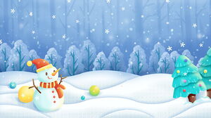 Deux images d'arrière-plan PPT de bonhomme de neige d'hiver de dessin animé