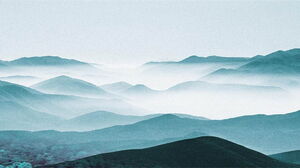 Trois montagnes atmosphériques bleues images de fond PPT