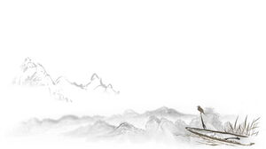 Tre eleganti immagini di sfondo PPT di montagna inchiostro e lavaggio per il download gratuito