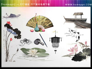Descărcați 8 seturi de materiale PPT pentru elemente în stil chinezesc