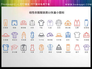 30 ensembles de vêtements linéaires colorés et de matériel d'icône vecteur chapeau PPT