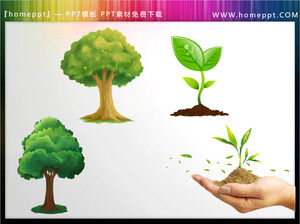 Cartoon Tree Sprout Holding Plant ดาวน์โหลดวัสดุ PPT