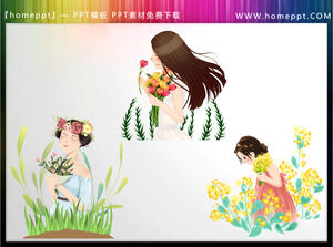 Five Exquisite Colorful Illustration Girls' PPT Materials Download
