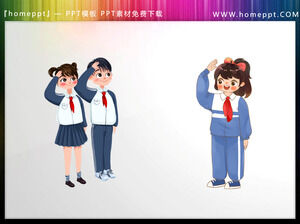 Download eight cartoon style red scarf PPT materials for primary school students