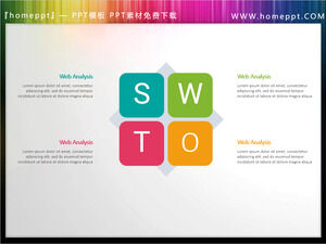8 set renkli düzleştirilmiş SWOT analizi PPT çizelgesini indirin