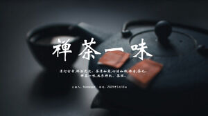 Laden Sie die PPT-Vorlage für das Tee-Zen-Monopol mit einem Hintergrund für die Schwarztee-Zeremonie herunter