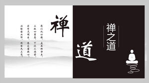 Estilo chinês clássico preto e branco Zen significa modelo de PPT de tema de caminho Zen