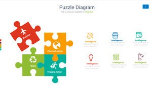Quatre pièces de puzzle mettent en valeur les matériaux graphiques PPT