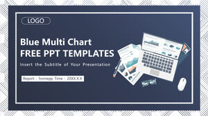 Free Powerpoint Template for Blue multi chart