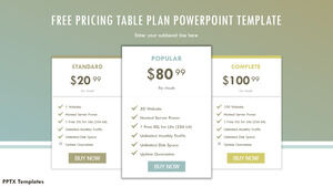 Kostenlose Powerpoint-Vorlage für einen einfachen Preistabellenplan