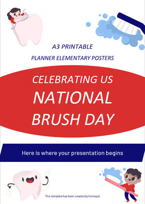 A3 인쇄용 수첩 초등학교 포스터 - 미국 국립 양치질의 날 기념