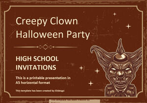 Invitații pentru liceu pentru petrecerea de Halloween cu clovn înfiorător