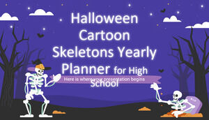 Planificator anual de schelete de desene animate de Halloween pentru liceu
