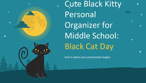 Cute Black Kitty Personal Organizer for Middle School: Black Cat Day