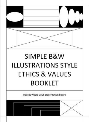 Folleto de ética y valores de estilo de ilustraciones simples en blanco y negro
