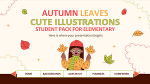 Ilustrações fofas de folhas de outono - Pacote de estudante para o ensino fundamental