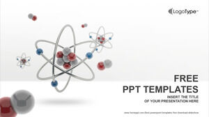 Templat PowerPoint Model Atom 3D layar lebar