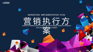 Pobierz szablon PPT dla planu realizacji marketingu z kolorowym trójwymiarowym wielokątnym tłem